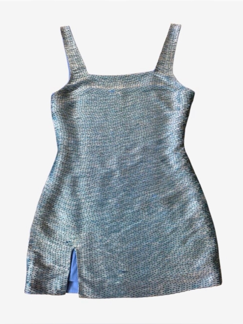 STAUD Le Sable Beaded Mini Dress in French Blue Size Medium